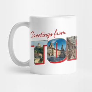 Greetings from Torino in Italy Vintage style retro souvenir Mug